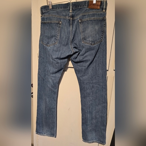 Polo Ralph Lauren Vintage Striaght Leg Denim Distressed Blue Jeans 35x32 35 X 32 - Picture 10 of 12